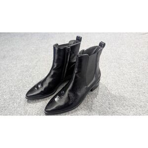 Paul Green Boots Women's 5.5 Black Crinkled Patent Leather Celine Witchy Goth